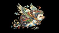 Ornate mythical flying creature with intricate feather patterns and decorative swirls, isolated on transparent background. Ready for t-shirt design, clipart, stickers, sublimation and print-on-demand projects.