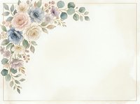 Vintage floral corner arrangement with roses, anemones, and eucalyptus leaves on cream background. Suitable for wedding invitations, stationery, and greeting card designs.