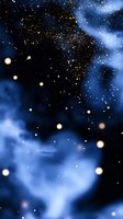 Mystical night sky with glowing stars and ethereal blue nebula clouds creating dreamy celestial atmosphere. For fantasy and spiritual designs.