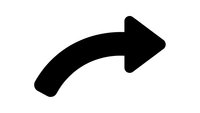 Black curved arrow pointing right on white background isolated for web design, presentations and user interface elements.