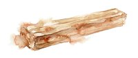 Watercolor illustration of a wooden log with natural grain texture and warm earth tones, isolated on white background for design projects.