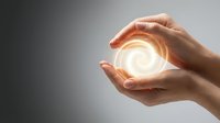 Hands holding glowing orb of light energy, symbolizing power, innovation, and potential for business, technology, and creative concepts.