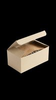 Open kraft cardboard box with lid, isolated on transparent background, ready for packaging, e-commerce, sticker, clipart, and print on demand design use.
