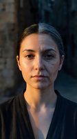 Young woman face split showing aging process from youth to elderly with wrinkles and gray hair transformation concept for skincare and time passage.
