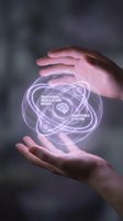 Protective hands surrounding glowing brain hologram with emotional regulation model and adaptable system concepts for mental health technology.