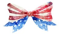 Patriotic red white and blue watercolor bow with stars pattern, festive decoration element on white background, isolated design for holiday projects.