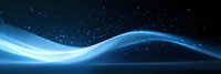 Abstract blue glowing wave on dark background with sparkles and light effects, flowing dynamic motion design element for modern backgrounds.