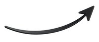 Curved black arrow pointing upward and right on transparent background isolated for graphic design and business presentations.