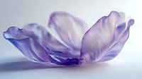 Delicate purple flower petals with soft translucent texture creating ethereal artistic composition against light background, macro photography showcasing natural botanical elegance.
