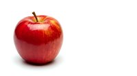 Fresh red apple with glossy skin isolated on white background for healthy eating concepts, nutrition education, and organic food marketing materials.