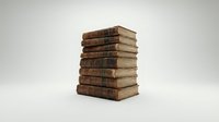Stack of aged leather-bound books with worn spines isolated on white background, suitable for education, literature, library, and publishing design projects.
