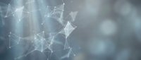 Abstract network connections with geometric nodes and lines on soft blurred background for technology and digital communication concepts.
