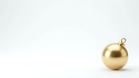Golden sphere ornament hanging against white background, suitable for holiday, Christmas, and festive season marketing materials.