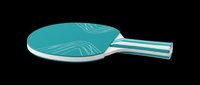 Turquoise ping pong paddle with decorative wave pattern, isolated on transparent background. Ready for t-shirt designs, clipart, stickers, print-on-demand products and sublimation projects.