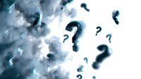 Mysterious question marks floating in stormy clouds against dark background, creating dramatic atmosphere for concepts of uncertainty, mystery and doubt.