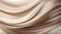 Smooth flowing waves of blonde hair strands create elegant curves and lines against neutral background, showcasing natural shine and healthy texture for beauty and haircare.