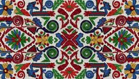 Vibrant folk art seamless pattern with colorful floral motifs and geometric elements on white background. Traditional ethnic ornamental design tiles perfectly.