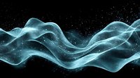 Ethereal turquoise smoke waves flow against black background with glowing particles, creating mystical atmospheric effect for creative design projects.
