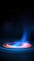 Magical glowing spiral with rising blue light stream and sparkling particles against dark background creates mystical atmosphere for fantasy designs.