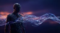 Digital human figure with flowing data streams and circuit patterns, representing artificial intelligence, technology innovation, and digital transformation in modern computing environments.