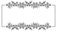 Elegant floral border frame with decorative vine scrollwork and small flowers on white background for wedding invitations and greeting cards.