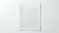 Blank checklist notepad with empty checkboxes and lines on white background, ready for task planning, to-do lists, and organizational design projects.