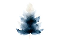 Abstract watercolor leaf in navy blue tones with organic flowing paint effects on white background for modern botanical design projects.