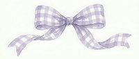 Purple gingham checkered ribbon bow with flowing tails isolated on transparent background for crafting, scrapbooking and decorative design projects.