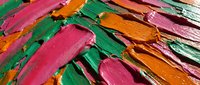 Vibrant abstract paint strokes in pink, green and orange colors creating dynamic artistic texture for creative projects and modern design backgrounds.