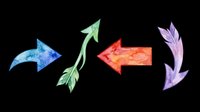 Watercolor arrows set in blue, green, red, and purple, isolated on transparent background. Great for stickers, t-shirt design, clipart, and print on demand projects.