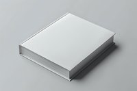 White blank hardcover book mockup on gray background for branding and design presentation projects.