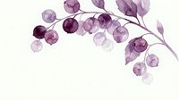 Delicate watercolor branch with purple berries and leaves on white background, isolated for cards, invitations, and decor.