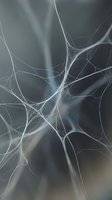 Abstract neural network connections with flowing white lines intersecting across dark gradient background, representing digital communication, data transfer, and technology concepts for web design and innovation projects.