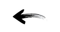 Black brushstroke arrow pointing left with dynamic paint texture and grunge effect on white background, isolated design element for creative projects.