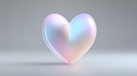 Holographic heart with iridescent gradient colors on neutral background for romantic designs, valentines day cards, love concepts and wedding invitations.