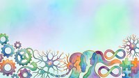 Colorful abstract gears, flowers, and infinity symbols with puzzle pieces on soft pastel watercolor background. Suitable for business, creativity, teamwork, and innovation concepts.