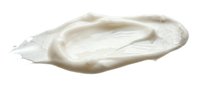 Creamy white cosmetic product smear isolated on white background, suitable for skincare, beauty, and cosmetics marketing materials.