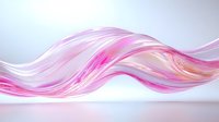 Abstract flowing pink and white waves create dynamic motion against light background, featuring smooth translucent curves with gentle gradient transitions.