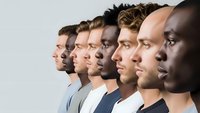 Diverse group of men in profile view showing multicultural unity and teamwork in modern business environment for corporate diversity campaigns.