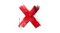 Red grunge cross mark symbol with brush stroke texture isolated on white background for graphic design projects and creative applications.