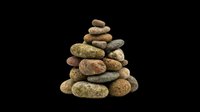 Stacked river stones cairn isolated on transparent background, ready for t-shirt design, stickers, print on demand, sublimation, and clipart use.