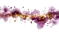 Purple watercolor splash with gold glitter accents flowing horizontally, creating elegant abstract background for luxury design projects.