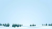Minimalist winter landscape with snow-covered evergreen forest silhouettes against pale blue sky, suitable for seasonal backgrounds and nature-themed designs.