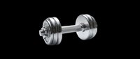 Chrome steel dumbbell isolated on transparent background, ready for fitness, gym, sport clipart, t-shirt design, stickers, print on demand, and sublimation projects.