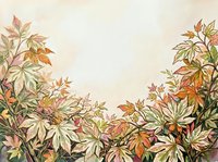 Autumn foliage border with colorful fall leaves in watercolor style on cream background, isolated design element for seasonal greeting cards, invitations, and decorative projects.