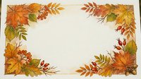 Autumn leaves and flowers frame a blank cream background, creating a seasonal border design suitable for invitations, greeting cards, and fall-themed marketing materials.