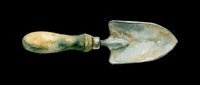Watercolor garden trowel with wooden handle, isolated on transparent background. Great for stickers, t-shirt design, clipart, print on demand, and sublimation projects.