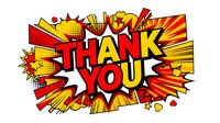 Thank you you message, comic book style thank you graphic with bold red and yellow explosion bursts, isolated on white background, suitable for greeting cards, social media posts, and design projects.