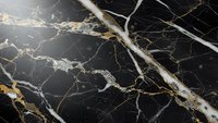 Elegant black marble surface with gold veining and white streaks creating luxurious natural stone texture for interior design and architectural projects.