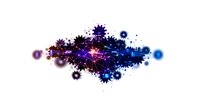 Abstract network visualization with glowing nodes and connections in blue and purple colors on white background, isolated for technology and data concepts.